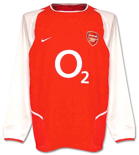Arsenal shirts: 2004 home long sleeve red and white shirt