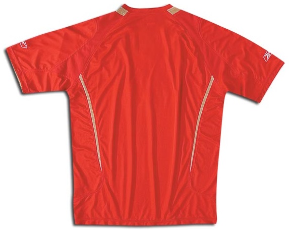 Liverpool shirts: 2006 home red, gold and white shirt