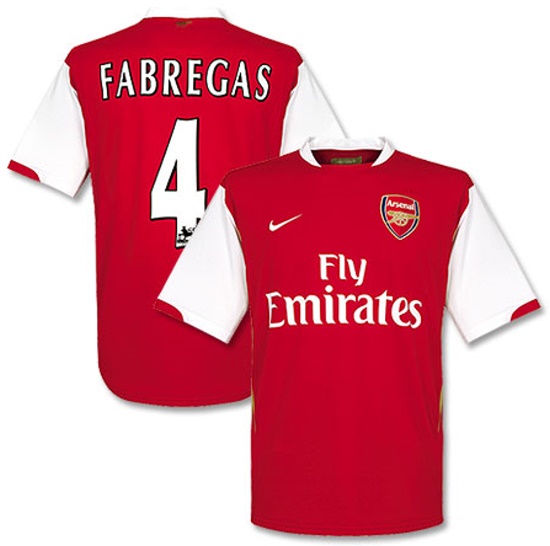 Arsenal shirts: 2007 home red, white and yellow shirt