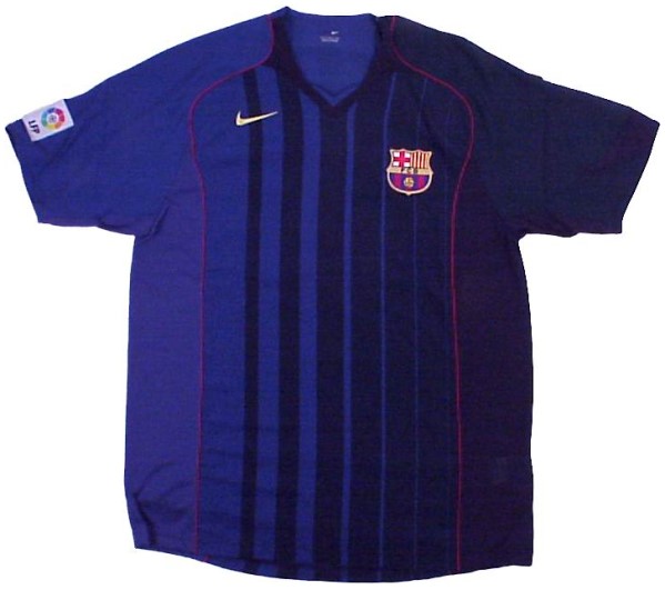 Barcelona shirts: 2005 away blue and red shirt