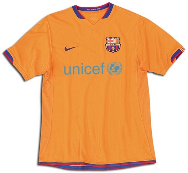 Barcelona shirts: 2007 away orange shirt