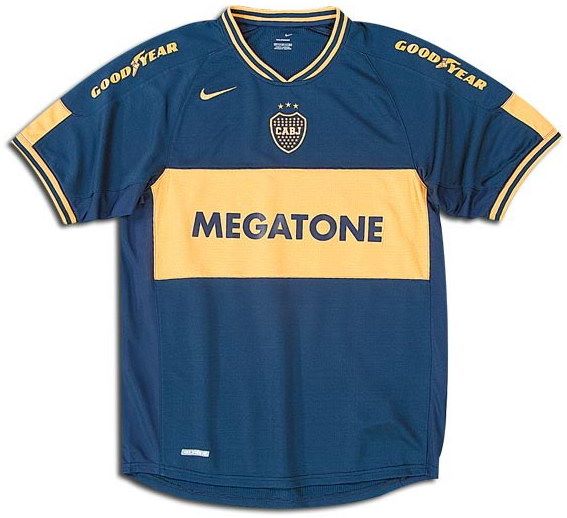 Boca Juniors shirts: 2007 home blue and yellow shirt