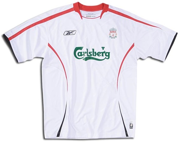 Liverpool shirts: 2006 away white and red shirt