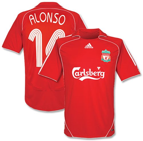 Liverpool shirts: 2007 home red and white shirt