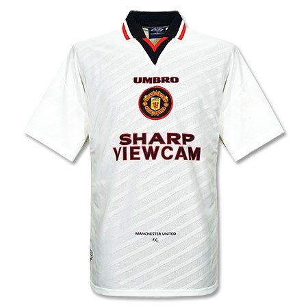 Manchester United shirts: 1997 away white, black and red shirt