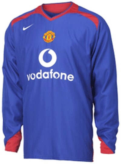 Manchester United shirts: 2006 away blue and red shirt